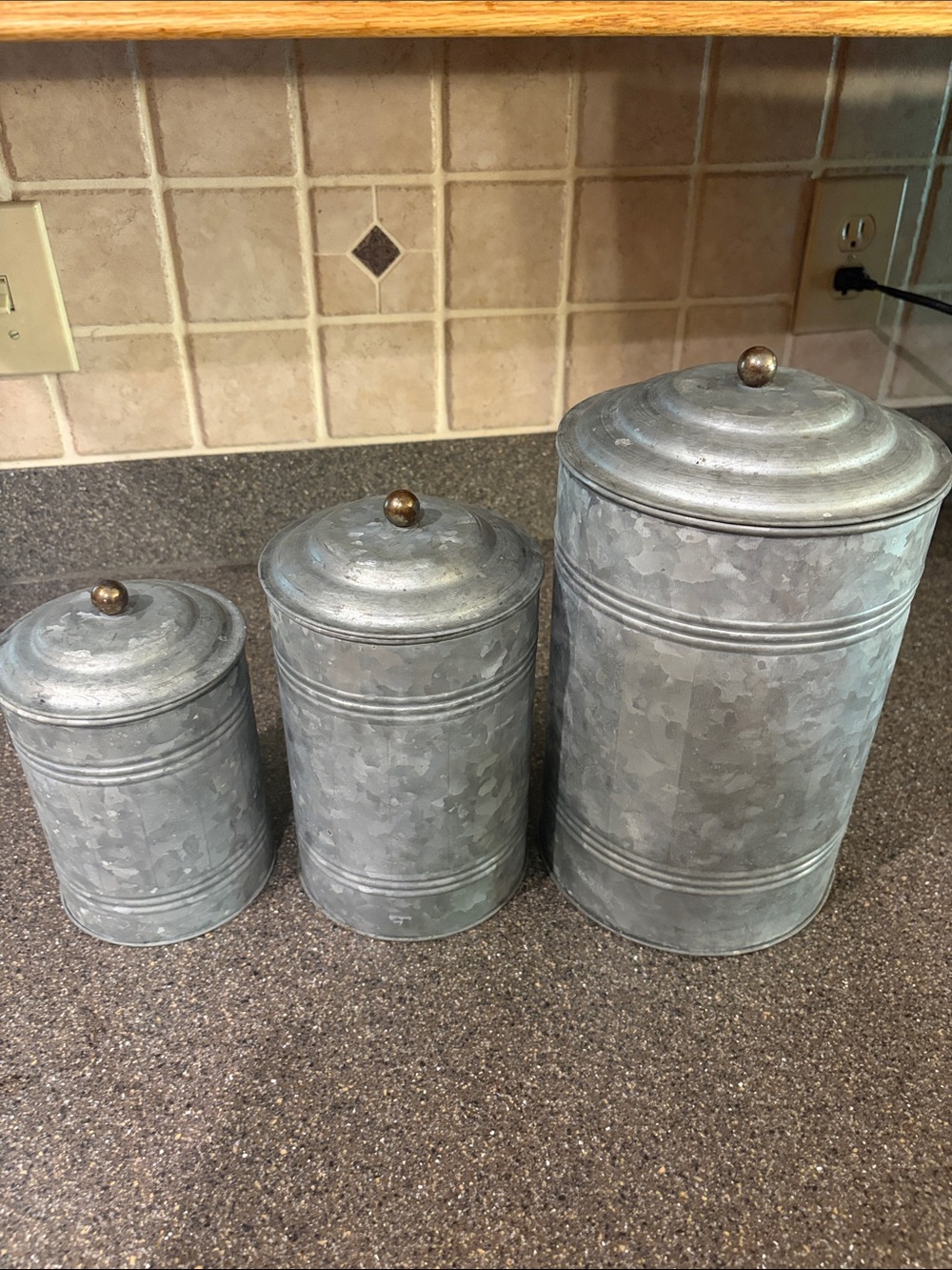 Galvanized Metal Kitchen Canister Set - Gray